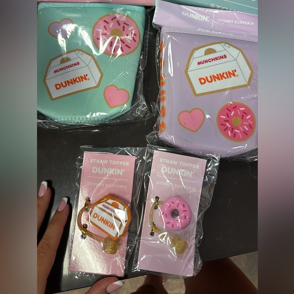 Dunkin' Cup Sleeves and Straw Toppers